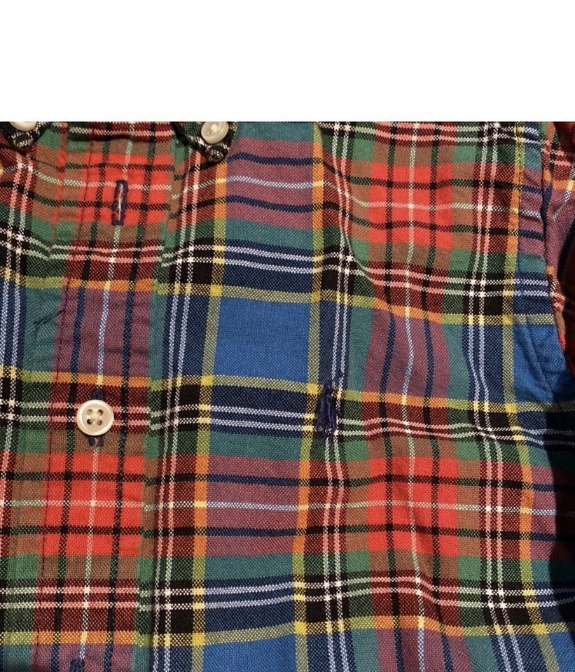 Ralph Lauren красный/синий/зеленый/желтый клетку рубашка на пуговицах - детский размер 4/4T - Изображение 2 из 3