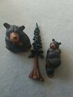 3pc Big Sky Carvers Jeff Fleming Bearfoots Rosie & Riley Chillin Bears & Tree