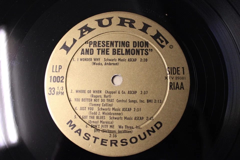 Presenting Dion and the Belmonts 1959 Record lp original vinyl album Foto 2 de 3