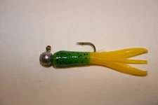 8 pk Green Pepper / Yellow Crappie Fishing Tube Jigs Bluegill Perch Trout Bream