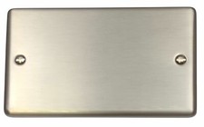 G&H CSS32 Standard Plate Brushed Steel 2 Gang Double Blank Plate