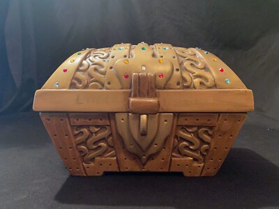 Vtg Atlantic Mold Paint Your Own Bejeweled Ceramic Treasure Chest Pirate Box