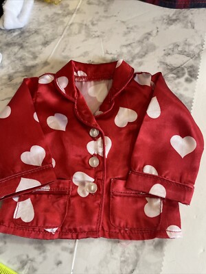 Emily Rose PJ Set Wellie Wisher Red Silk With White Heart Pajamas Jacket Only