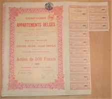 Partia 100 sztuk - Compagnie des Appartements Belges - Action 500 Franków - 1.1.1926