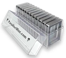 Paradise Mint 12 Case Storage Box With 12 Black Single Coin Storage Cases NGC