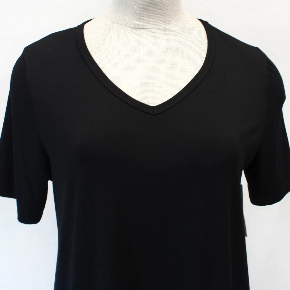 Karen Kane plus V-neck pullover black dress with fringes size 1X Made in USA - Image 3 of 4