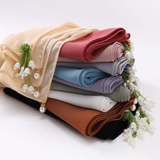 Chiffon Square Scarf Women Turban Head Cover Wrap Shawls Soild Headscarf Stoles