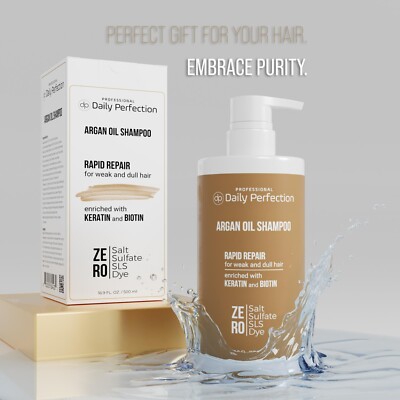 Professional Shampoo Argan Oil Rapid Repair Weak Hair 16.9oz SLS Salt Dye Free