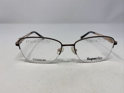SUPERFLEX SF1103 M100 52-16-135 BLACK GOLD HALF RIM EYEGLASSES FRAME OZ21