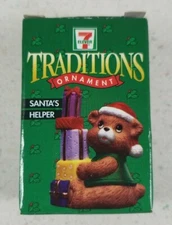 7 Eleven Citgo 1997 Traditions Christmas Ornament  SANTA'S HELPER Teddy Bear NIB