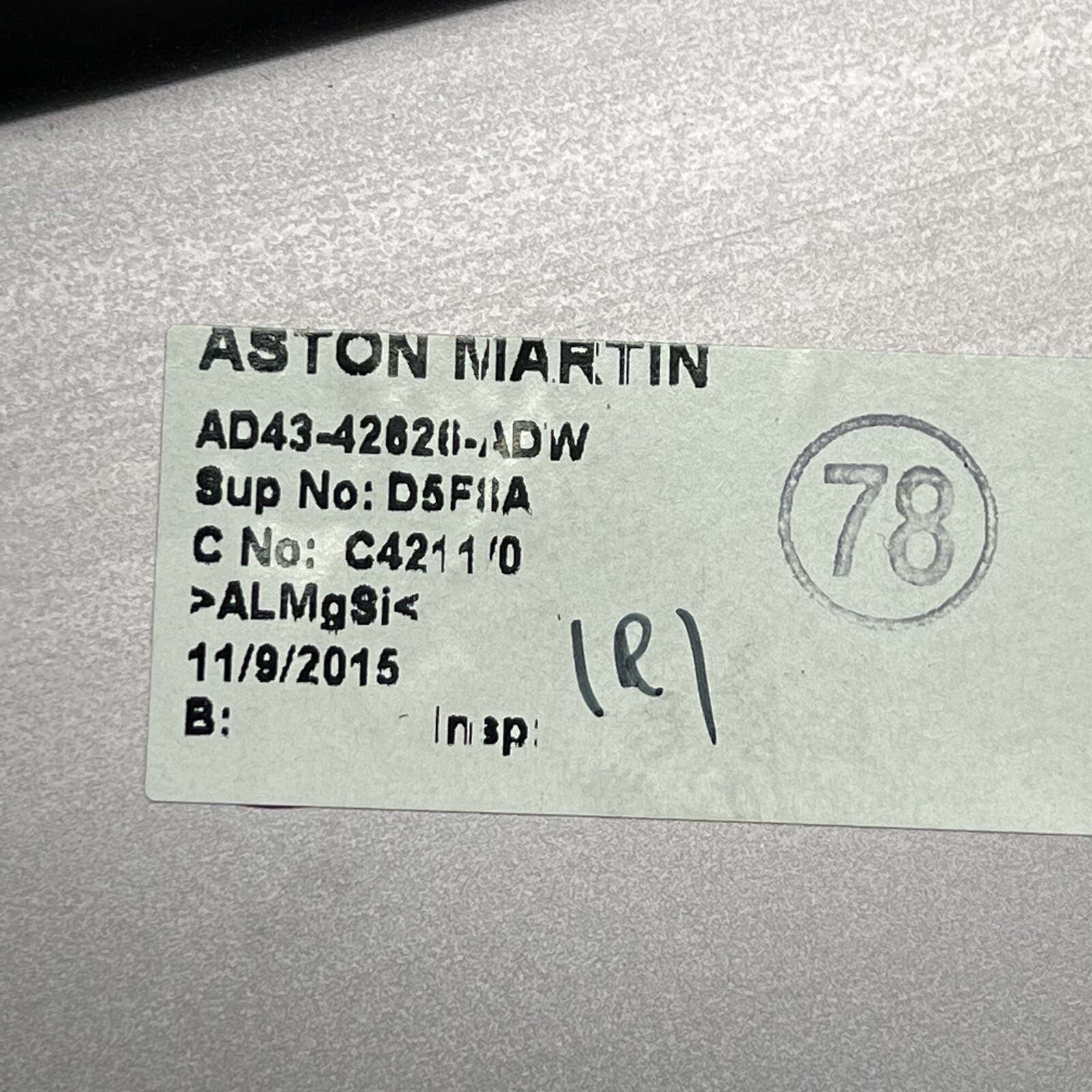 ASTON MARTIN RAPIDE TRUNK SILL SCUFF PLATE 2010 11 12 13 14 2015 AD43-42626-ADW