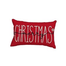Merry Christmas Throw Pillow Cover, 12 x 20 Inch Winter Holiday 12" x 20" Red