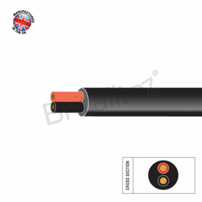 2 mm, 100 m, schwarz & rot, dünne Wand, 25 AMP 2 Kern Auto Kabel, rund, zwei, schwarz