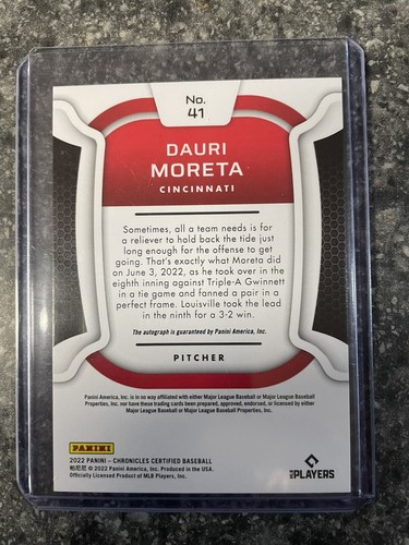 Dauri Moreta 2022 Chronicles Certified RC Auto Reds - Picture 2 of 2