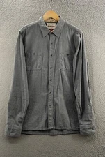 Simms Shirt Mens Medium Gray Button Up Outdoors Semi Flannel Casual Long Sleeve