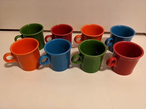 Brand New, Never Used FIESTAWARE Mugs O-Ring Handle HLC (Set of 8 Cups) 10oz USA