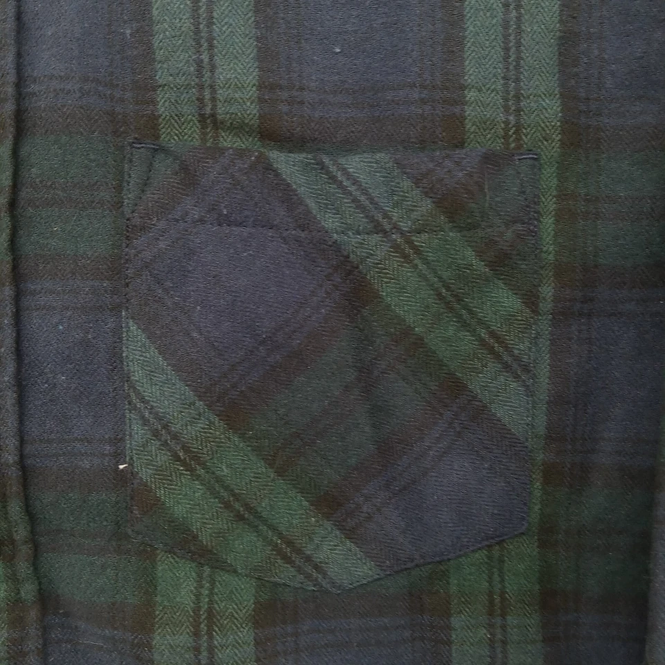 Camisa Cloudveil Para Hombres Mediana Azul Verde Franela a Cuadros Bolsillo en el Pecho Exterior Senderismo Foto 4 de 4