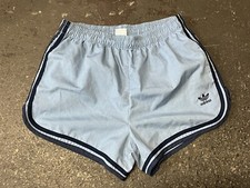 Vtg Adidas Blue Surf Shorts Sprinter Running 80's M USA 28-34 Cotton Poly EUC