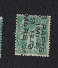 Timbre France avant 1900 Préoblitéré N° 3, 5 c Sage 4 lignes gomme charnière