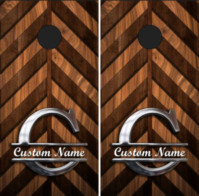 Chevron Wood Personalized Monogram and Name Cornhole Board Wraps ONLY - 2 Pack