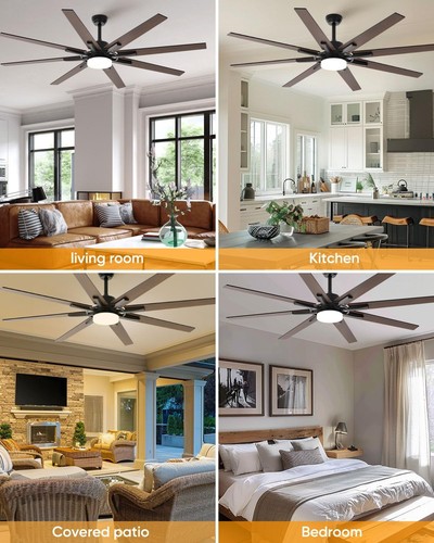 Ventiladores de techo grandes de 72 pulgadas con luces y ventilador de techo remoto interior/exterior... - Imagen 7 de 7