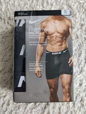 Nike 3 Pack DRI-Fit Essential Micro Boxer Briefs Three Black White Brand New