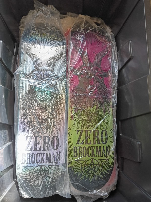 Zero Brockman Skateboard Deck Lot of 2 - White/Teal & Green/Pink