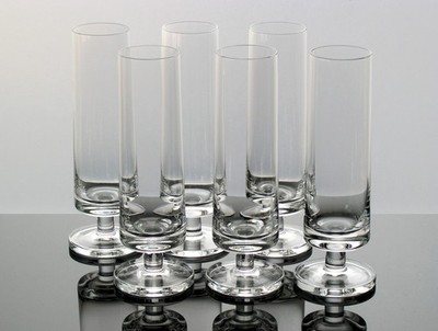 Peill Kristall Glas MALTA 6x Sektflöte 16,6 cm Design Tüselmann 60er Jahre