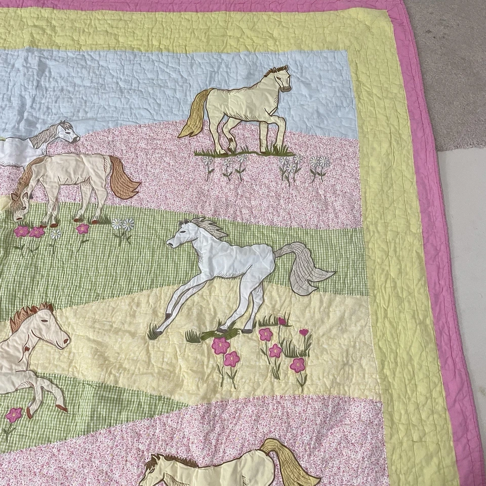 "Colcha y 2 fundas The Company Store caballo mareado vaquera 100 % algodón 72""x90""" Foto 2 de 4