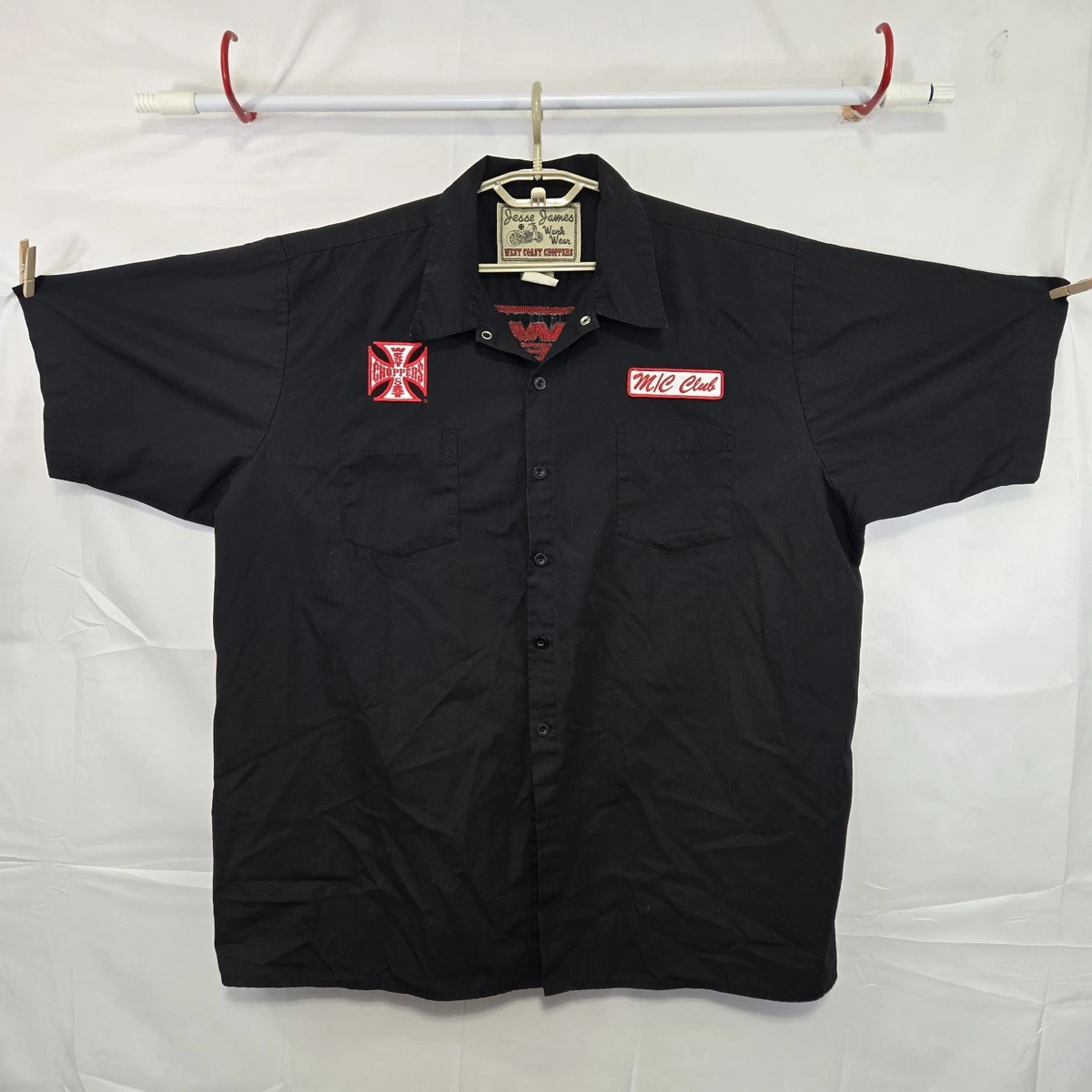 Chemise Manches Courtes West Coast Choppers Homme Grise - Motif Harley, Neuve Avec étiquette