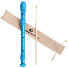 Soprano Recorder Instrument for Kids Student 8 hole German-style, Blue ABS