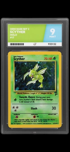 Pokémon TCG Scyther Base Set 2 Holo Unlimited Rare Card 17/130 Graded Ace 9