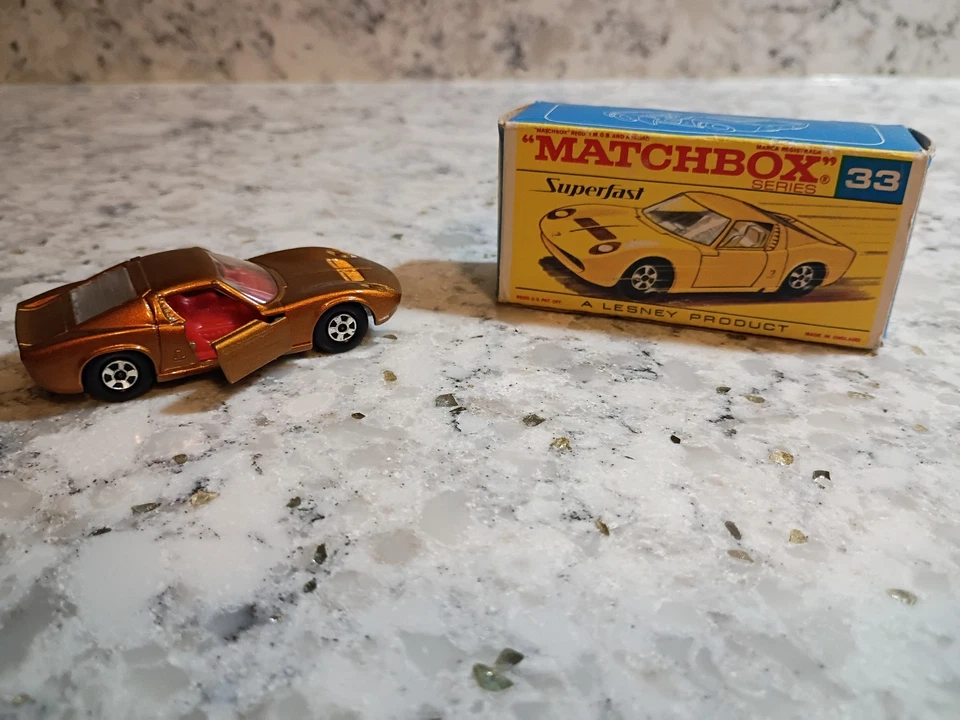 Matchbox Superfast #33-A Lamborghini Miura Copper with Red Interior NMINT Boxed - Image 2 of 4