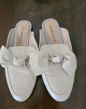 N1 Rampage Women's Slip On Flat Mules Light Pink Bow Detailed Size 8.5