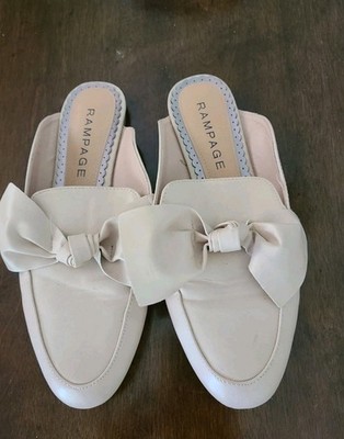 N1 Rampage Women's Slip On Flat Mules Light Pink Bow Detailed Size 8.5