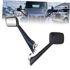 Fit for Peterbilt 579 2022 Hood Mirror Black Assembly with LH Driver Side 