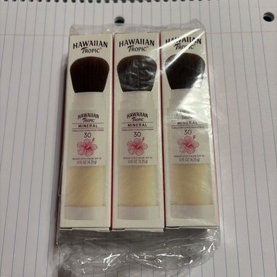 3 Pack Hawaiian Tropic Mineral Translucent Sunscreen Powder w/ Brush SPF 30
