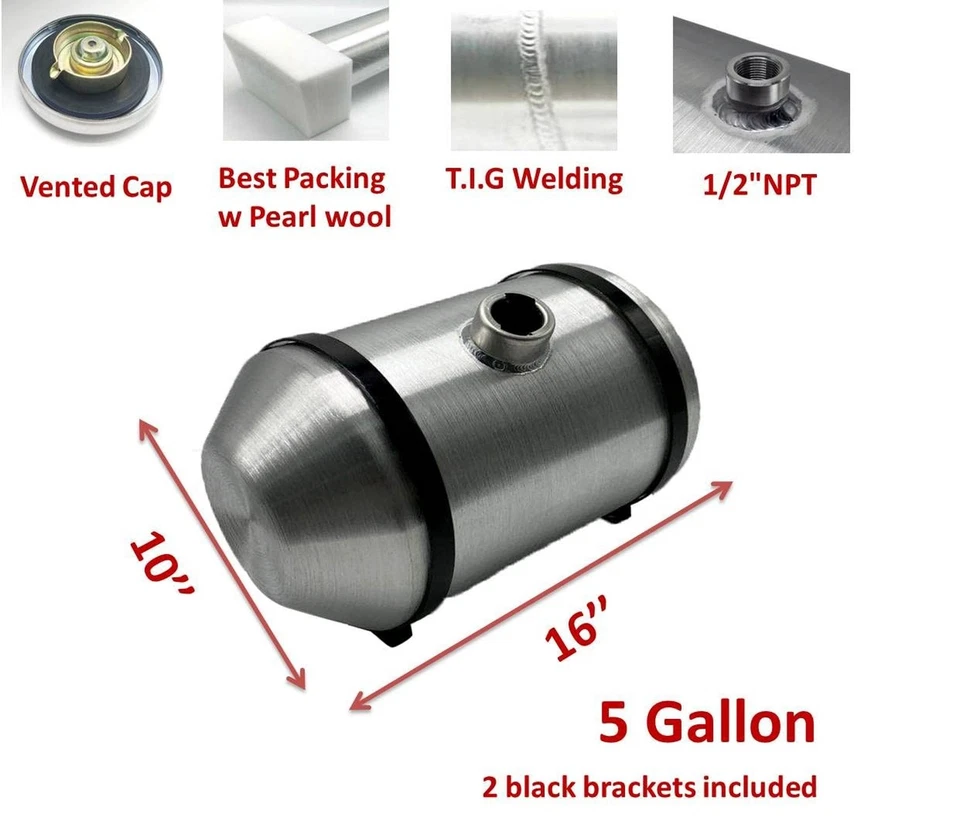 JSD 10" x16" 5 Gallons Spun Aluminum Gas Tank / Fuel Tank for Trike Tractor 1... - Image 2 of 4