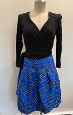 Diane von Furstenberg NEW Jewel Wrap Dress in Black/Blue Size 8