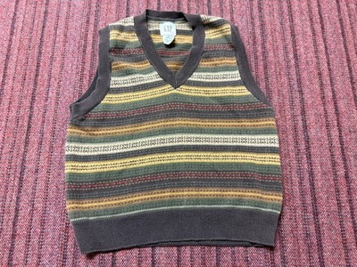 BOYS USED VINTAGE 90S GAP AZTEC PRINT SWEATER VEST SIZE YOUTH SMALL 5-6