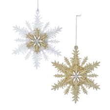 Kurt Adler Glass Ornament for Christmas Tree, Assorted Snowflakes Pack of 2 