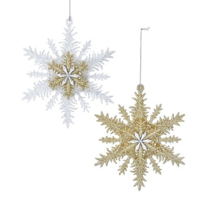 Kurt Adler Glass Ornament for Christmas Tree, Assorted Snowflakes (Pack of 2)