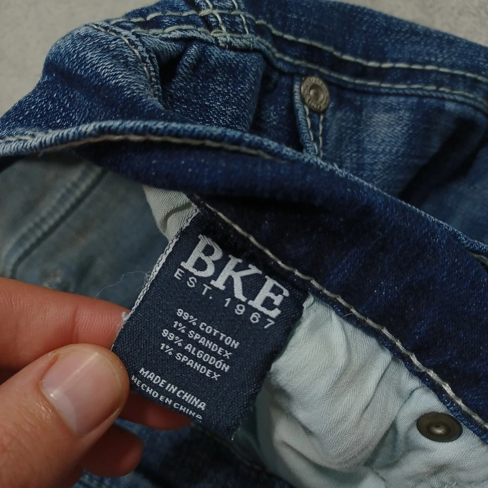 Pantalones de mezclilla BKE para hombre 32x32 azul Carter corte boot bolsillos desgastados modernos Foto 4 de 4