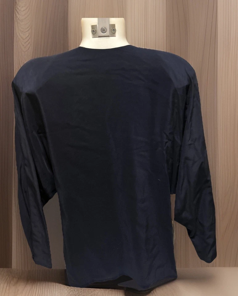 Kenar Shirt Women’s Size 14, Blue 100% Silk Ann Tijan Blouse With Shoulder Pads - Image 4 of 4