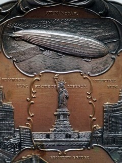 Early Aviation ZEPPELIN USS SHENANDOAH Dirigible Vintage NEW YORK CITY NYC Tray