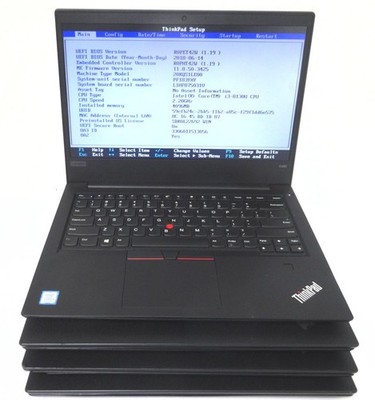 Lot 4 Lenovo ThinkPad E480 14'' Core i3-8130U 2.20GHz 4GB No SSD