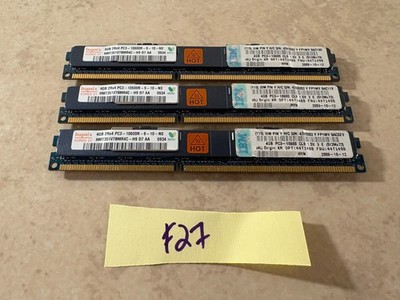 12GB RAM - 3x 4GB - PC3-10600R DDR3 1333 ECC REG 2RX4 VLPHYNIX HMT351V7BMR4C-H9