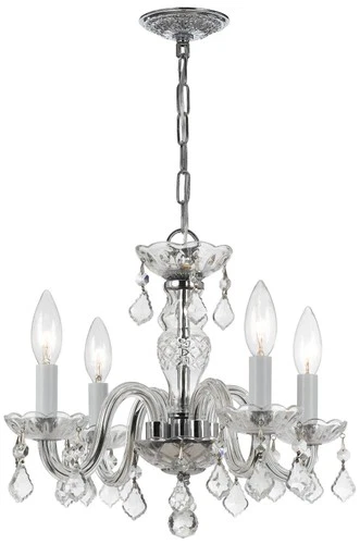 Traditional Crystal 15" Wide Chrome 4-Light Chandelier - Picture 2 of 5