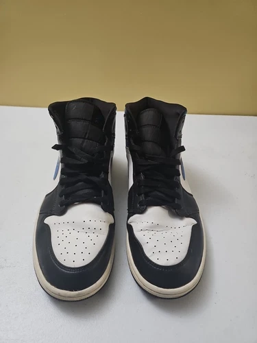 Authentic Nike Mens Jordan 1 Mid 554724-140 Black Blue White Sneaker Shoes 13
