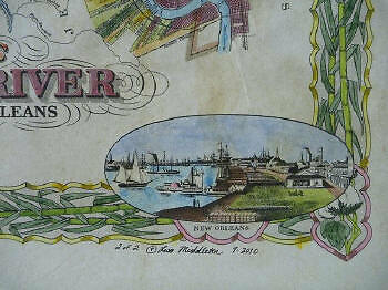 Mississippi River New Orleans Plantation Map Art Print Poster Wall Home Decor - Picture 6 of 9